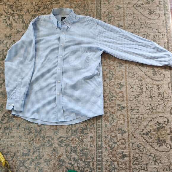 Jos a bank traveler collection button down collar solid dress shirt blue size M - Picture 8 of 12